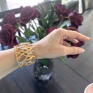 Alexis Bittar gold crystal cuff bracelet